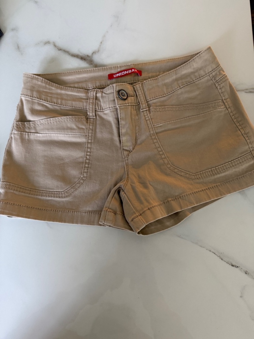 UNIONBAY Beige/Tan Low-Rise juniors Jean Shorts